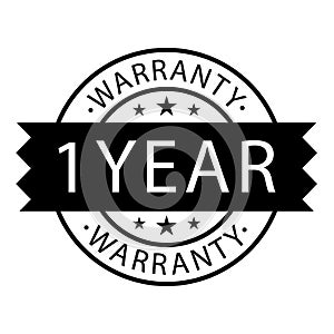 1 year warranty stamp on white background