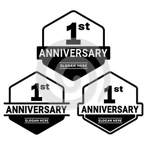 1 years anniversary celebration logotype. 1st anniversary logo collection