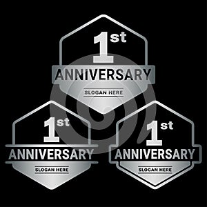 1 years anniversary celebration logotype. 1st anniversary logo collection