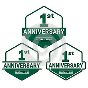 1 years anniversary celebration logotype. 1st anniversary logo collection