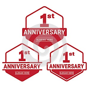 1 years anniversary celebration logotype. 1st anniversary logo collection