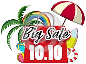 10.10 Big Sale promotion banner with summer stuffs