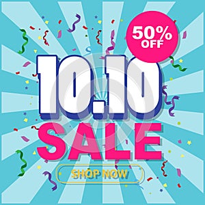 10.10 Sale promotion banner on blue rays