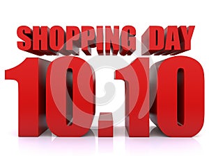 10.10 Shopping day sale on white background. 11 October sale poster template. 3d rendering