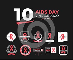 10 Aids Day Vintage logo set