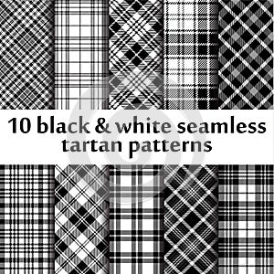 10 b&w seamless tartan patterns