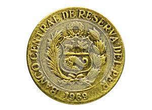10 Centavos coin, Bank of Peru. Reverse, issue 1967