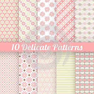 10 Delicate lovely vector seamless patterns