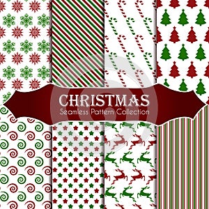 10 different Christmas seamless patterns. Endless texture for wallpaper, web page background, wrapping paper and etc