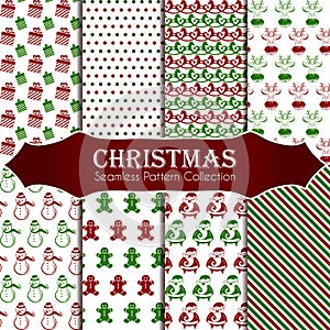 10 different Christmas seamless patterns. Endless texture for wallpaper, web page background, wrapping paper and etc