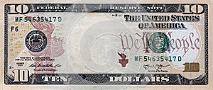 10 dollar bill with empty middle