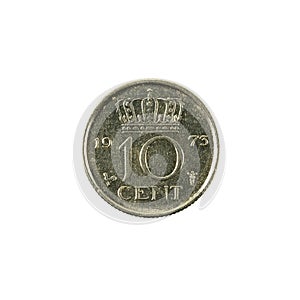 10 dutch cent coin 1973 obverse