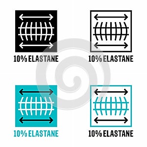 `10% elastane` fabric and texture property information sign