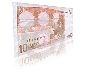 10 Euro banknote with reflection