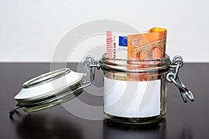 10 Euro note in the jar Blank