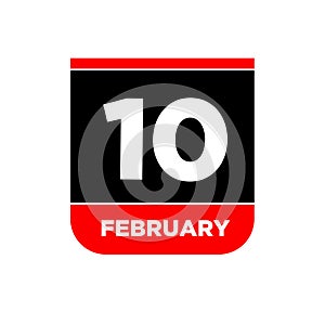 10 feb calendar day vector icon