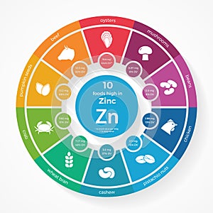 10 foods high in Zinc. Nutrition infographics