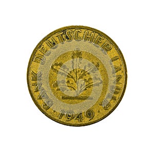 10 german pfennig coin 1949 reverse