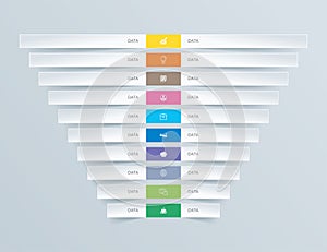 10 graph data infographics tab paper index template. Vector illustration abstract background. Can be used for workflow layout,