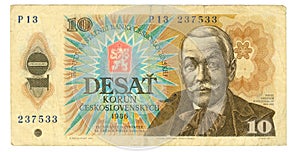 10 koruna bill of Czechoslovakia, 1986 photo
