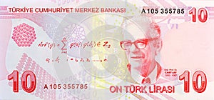 10 Lira banknote back Turkish money 