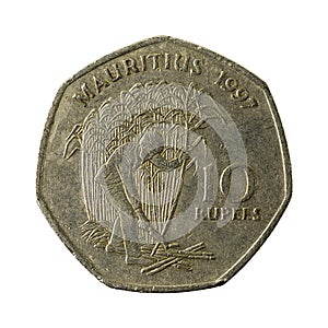 10 mauritian rupee coin 1997 obverse