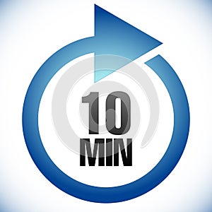 10 minute Turnaround time TAT icon. Interval for processing, return to customer. Duration, latency for completion, request