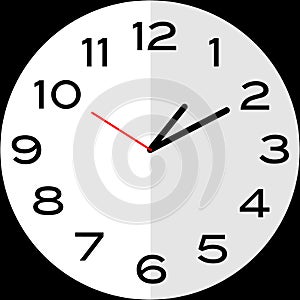 10 minutes past 1 o`clock analog clock icon