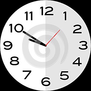 10 minutes to 10 o`clock analog clock icon