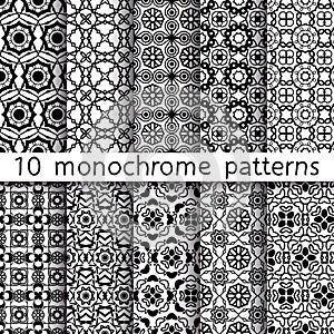 10 monochrome vintage patterns for universal background.