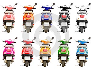 10 multi-colored scooter isolated