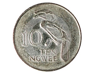 10 Ngwee coin, 1968~1989 - 3rd Circulation series - Kwacha serie, 1968. Bank of Zambia. Obverse, issued on 1968