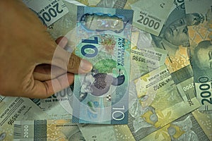 10 NZD, TEN New zealand dollar money concept,  on money background