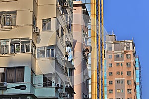 10 Oct 2020 old tenement buildings or tong lau at west of mong kok