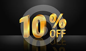 10% off 3d gold on dark black background, Special Offer 10% off, Sales Up to 10 Percent, big deals, perfect for flyers, banners, a