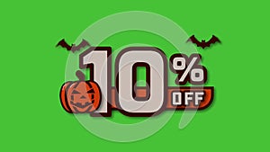 10% off halloween discount text green screen