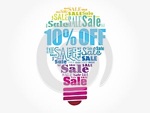 10% OFF Sale light bulb word cloud collage