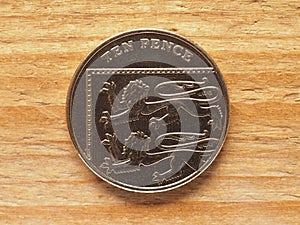 10 pence coin, reverse side, currency of the UK