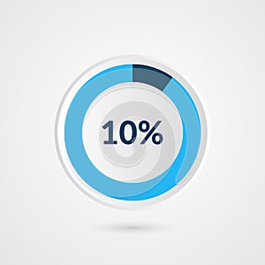 10 percent blue grey and white pie chart. Percentage vector infographics. Circle diagram business illustration