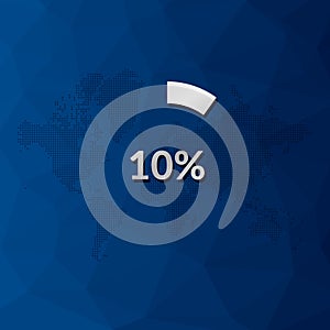 10 percent circle chart. Infographic vector icon with blue low poly pattern. Element for business, finance, web design, progress,
