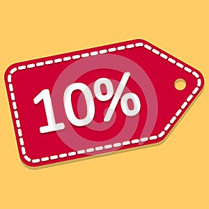 10 percent discount. Discount tag. Sale. Vector illustration