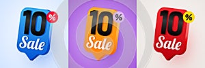 10 percent Off. Discount creative composition. Mega Sale.