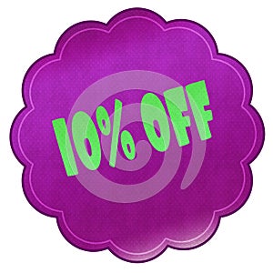 10 PERCENT OFF on magenta sticker.