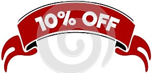 10 PERCENT OFF on red band.