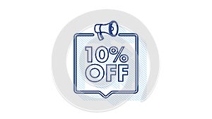 10 percent OFF Sale Discount Banner with megaphone. Discount offer price tag. 10 percent discount promotion Shadow icon