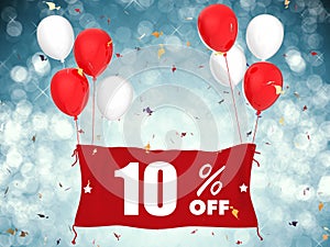 10% sale off banner on blue background