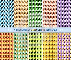 10 seamless abstract geometric varicolored patterns