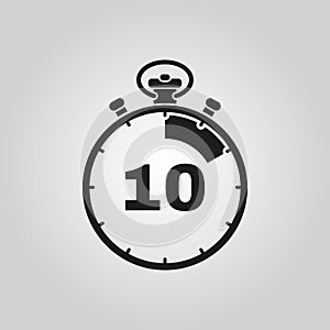 The 10 seconds, minutes stopwatch icon. Clock and watch, timer, countdown symbol. UI. Web. Logo. Sign. Flat design. App.