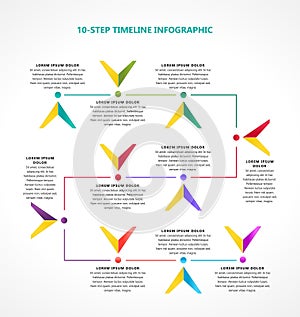 10-step infographic for business timelines and processes