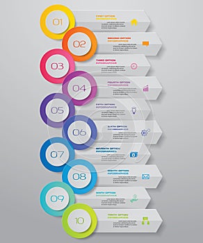 10 steps of arrow infografics template. for your presentation.